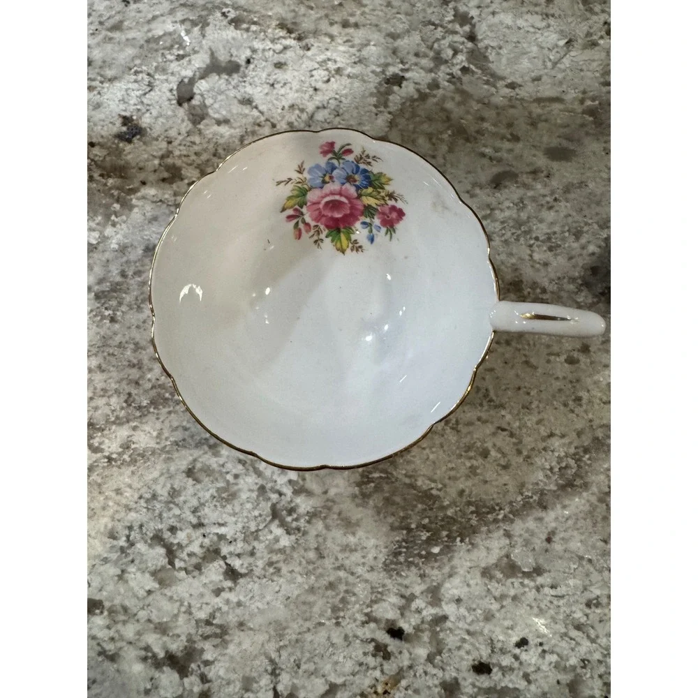 Royal Standard England Bone China Teacup Gold Filigree Floral Scalloped Vintage